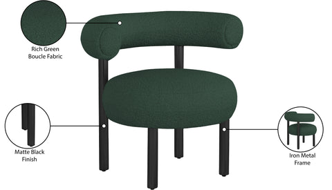 Selene Green Boucle Fabric Upholstered Accent Chair, 1 Piece