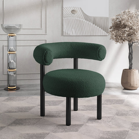 Selene Green Boucle Fabric Upholstered Accent Chair, 1 Piece
