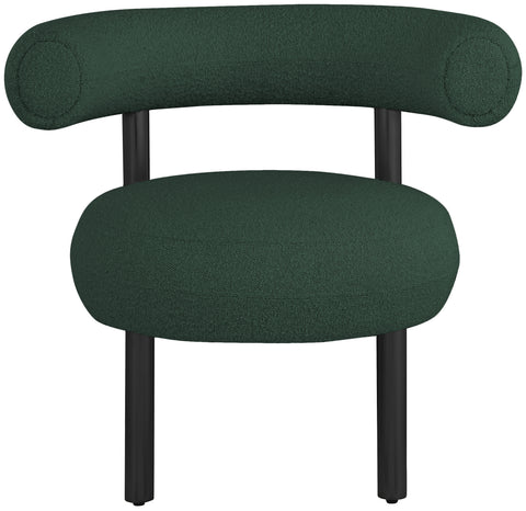 Selene Green Boucle Fabric Upholstered Accent Chair, 1 Piece