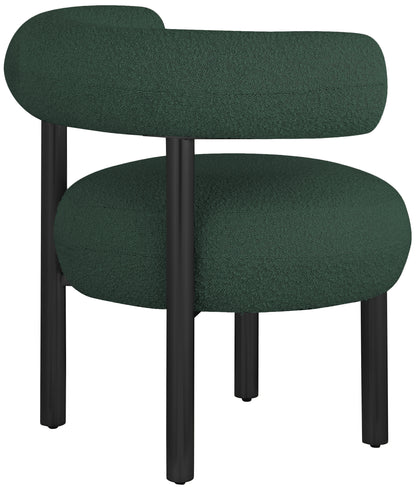 Poppy Green Boucle Fabric Accent Chair Green