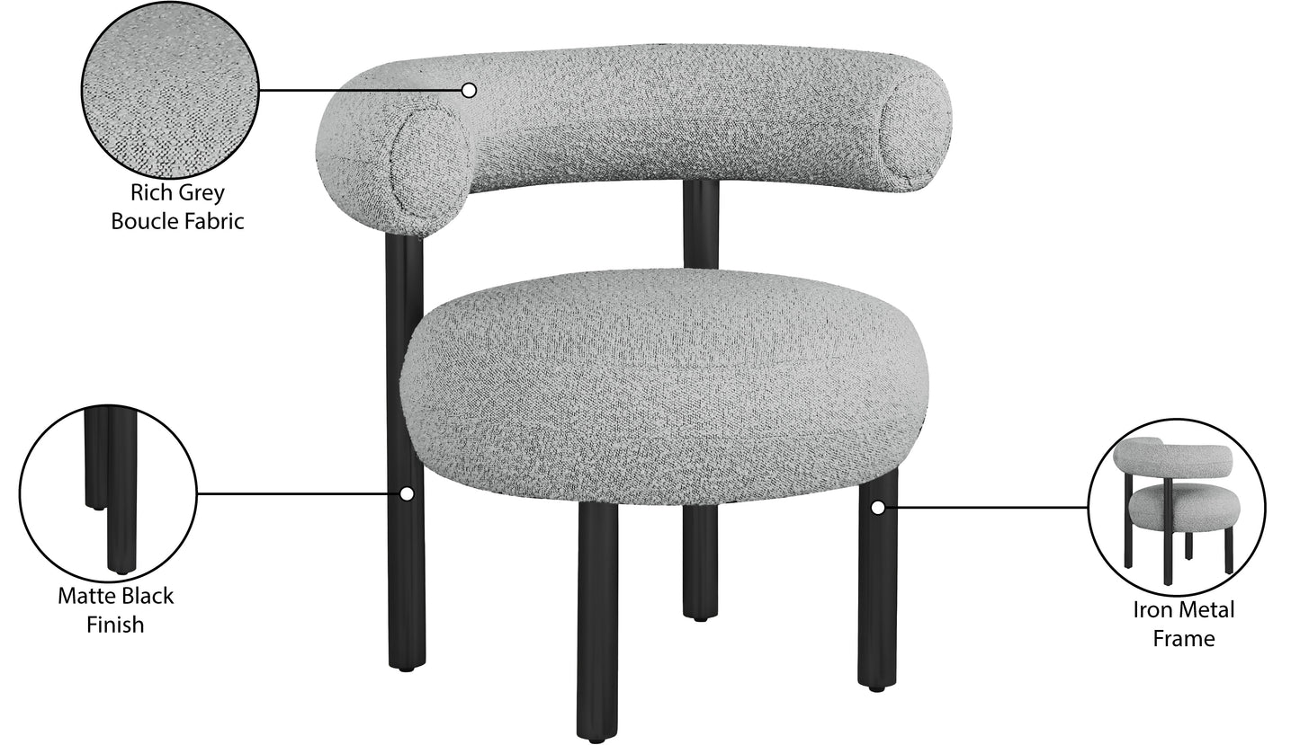 poppy grey boucle fabric accent chair grey