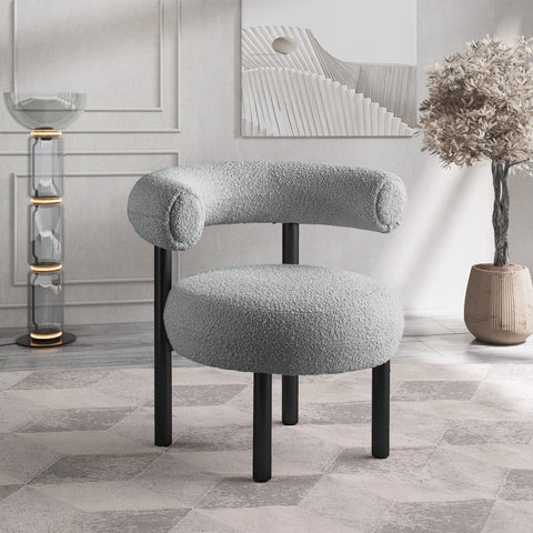Selene Grey Boucle Fabric Upholstered Accent Chair, 1 Piece