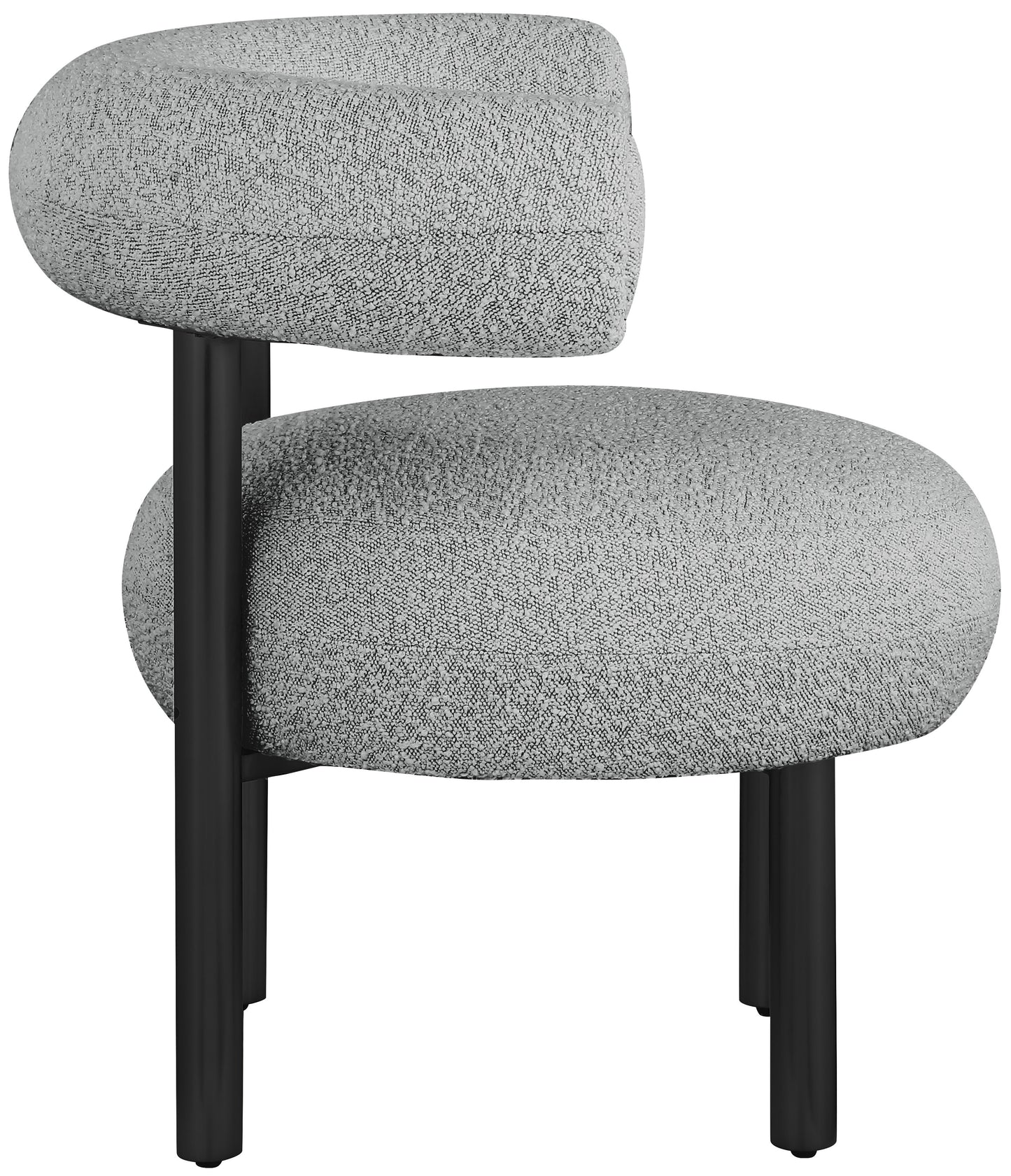 poppy grey boucle fabric accent chair grey