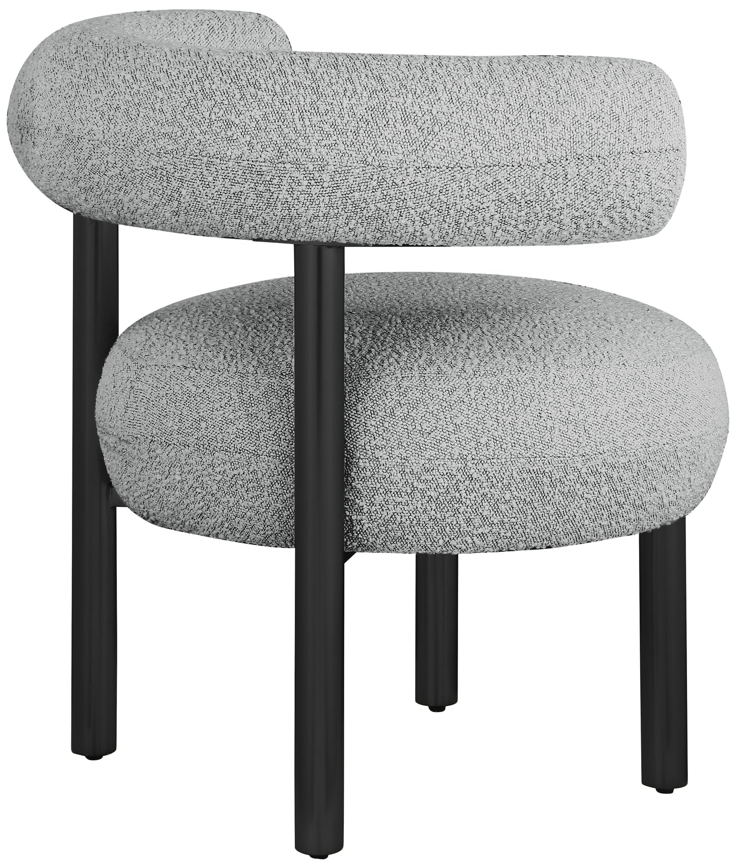 poppy grey boucle fabric accent chair grey