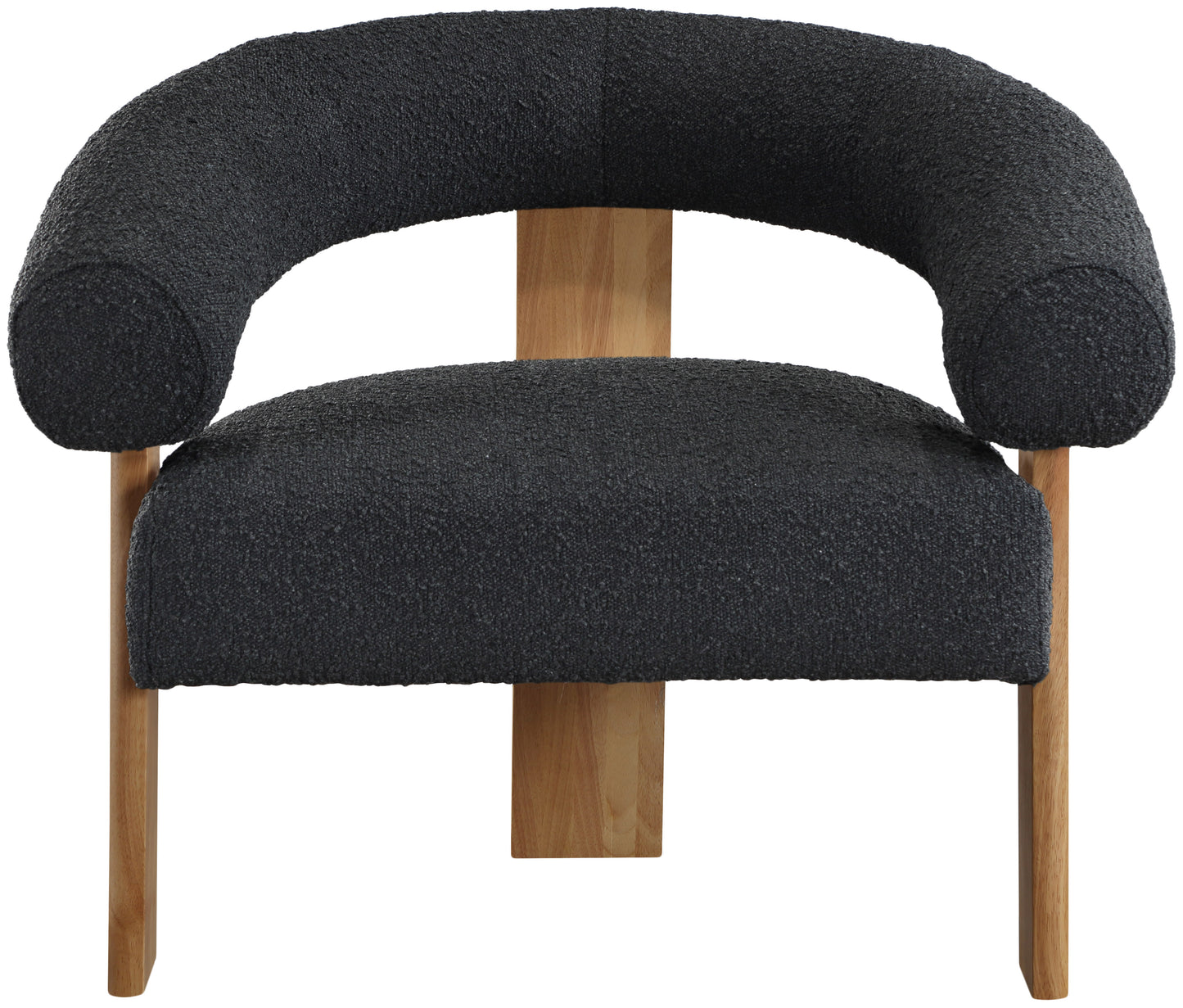 barrel black boucle fabric accent chair