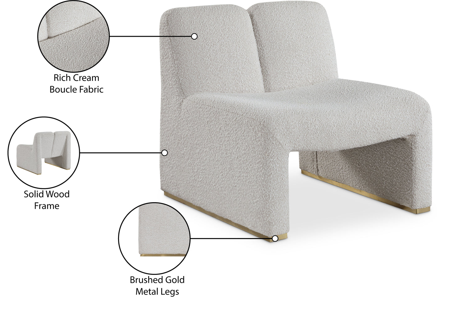 johanna cream boucle fabric accent chair cream