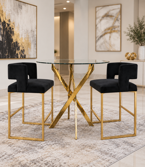 Noir Counter Height 3 Pc Dining Set