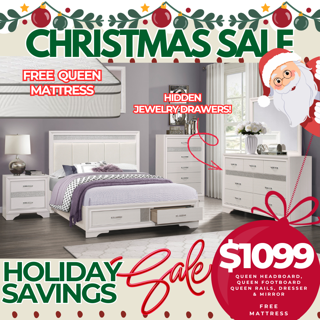 white sparkle storage bedroom set holiday edition