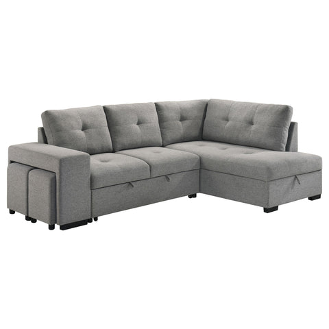 Brickston Fabric Upholstered Sleeper Sectional Sofa Grey