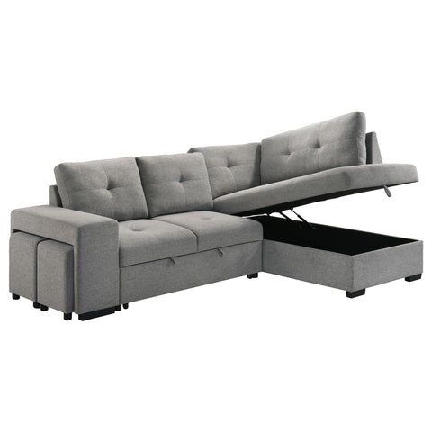 Brickston Fabric Upholstered Sleeper Sectional Sofa Grey