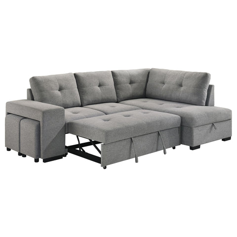 Brickston Fabric Upholstered Sleeper Sectional Sofa Grey
