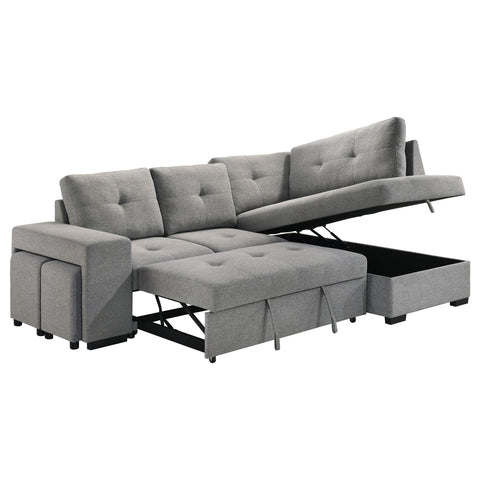 Brickston Fabric Upholstered Sleeper Sectional Sofa Grey
