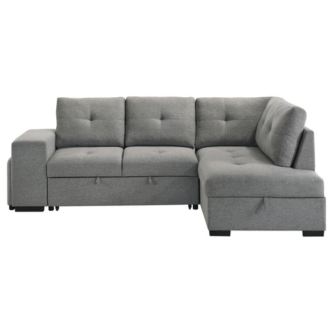 Brickston Fabric Upholstered Sleeper Sectional Sofa Grey