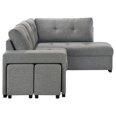 Brickston Fabric Upholstered Sleeper Sectional Sofa Grey