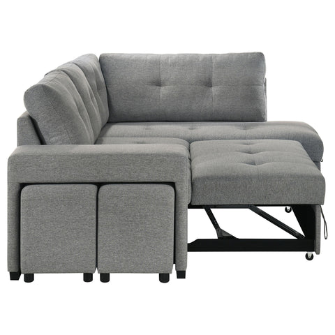 Brickston Fabric Upholstered Sleeper Sectional Sofa Grey