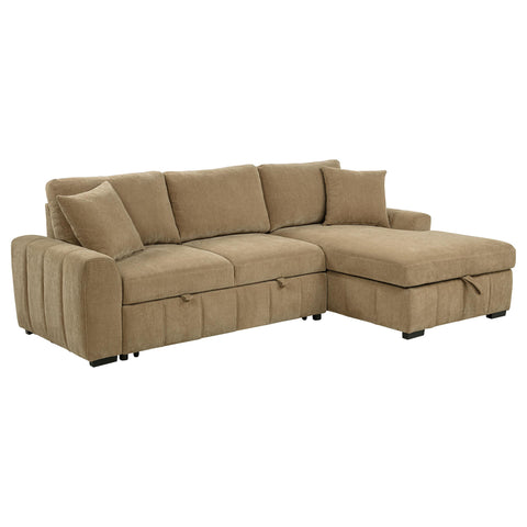 Hagen Upholstered Sleeper Sectional Sofa RAF Chaise Camel