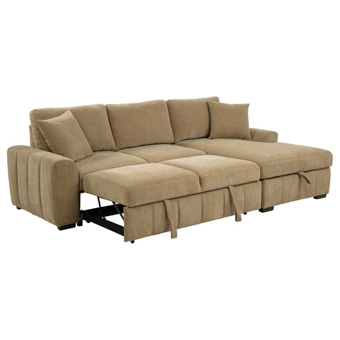 Hagen Upholstered Sleeper Sectional Sofa RAF Chaise Camel