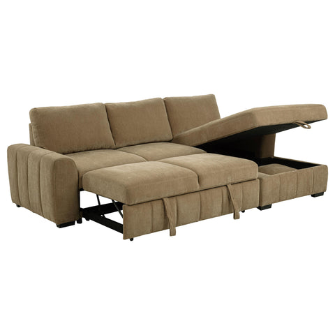 Hagen Upholstered Sleeper Sectional Sofa RAF Chaise Camel