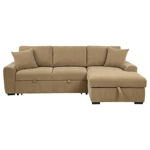 Hagen Upholstered Sleeper Sectional Sofa RAF Chaise Camel