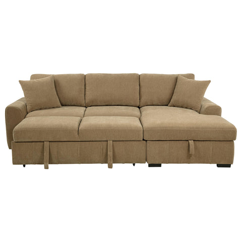 Hagen Upholstered Sleeper Sectional Sofa RAF Chaise Camel