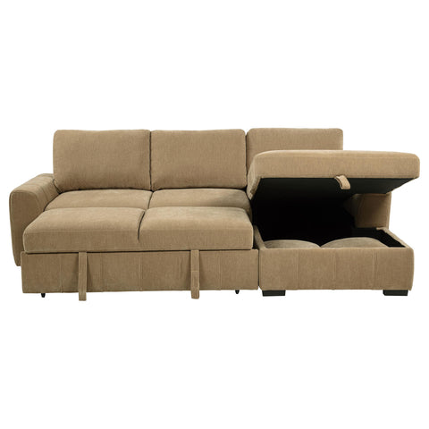 Hagen Upholstered Sleeper Sectional Sofa RAF Chaise Camel