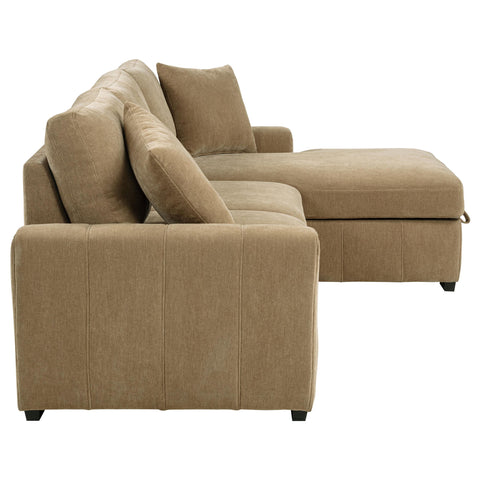 Hagen Upholstered Sleeper Sectional Sofa RAF Chaise Camel