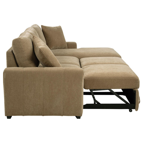 Hagen Upholstered Sleeper Sectional Sofa RAF Chaise Camel