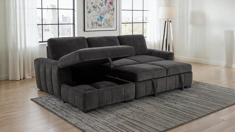 Hagen Upholstered Sleeper Sectional Sofa LAF Chaise Grey