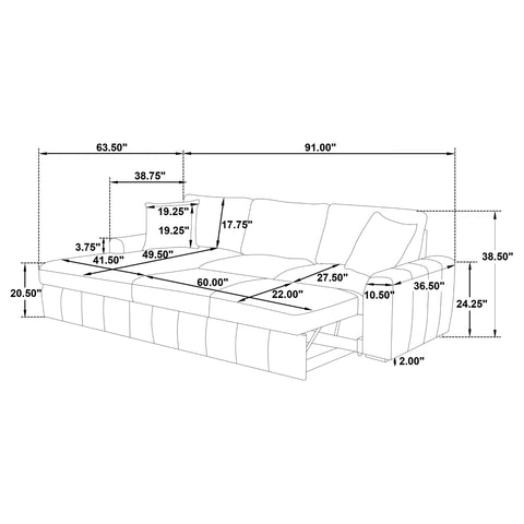 Hagen Upholstered Sleeper Sectional Sofa LAF Chaise Grey