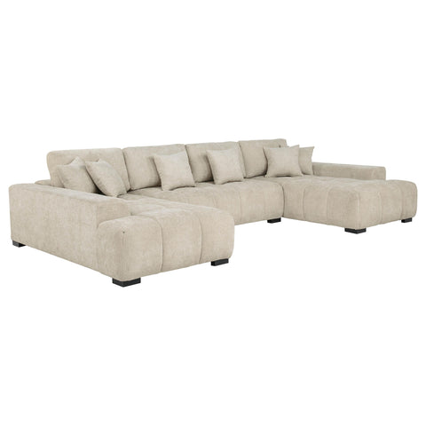Toohey U-Shaped Double Chaise Upholstered Sectional Sofa Beige