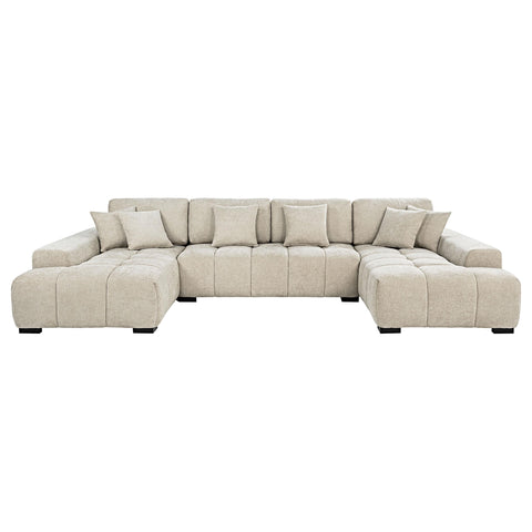 Toohey U-Shaped Double Chaise Upholstered Sectional Sofa Beige