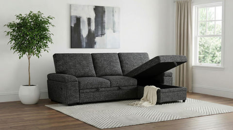 Madden Sleeper Sectional Sofa with Speaker and Storage Chaise Granite