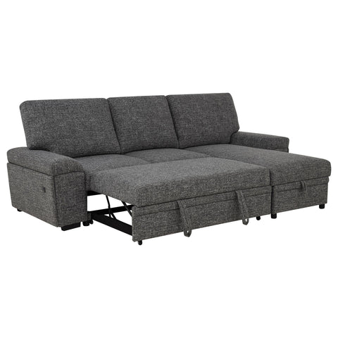 Madden Sleeper Sectional Sofa with Speaker and Storage Chaise Granite