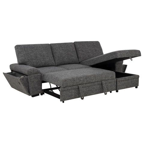 Madden Sleeper Sectional Sofa with Speaker and Storage Chaise Granite