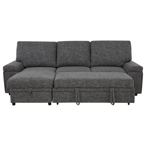 Madden Sleeper Sectional Sofa with Speaker and Storage Chaise Granite