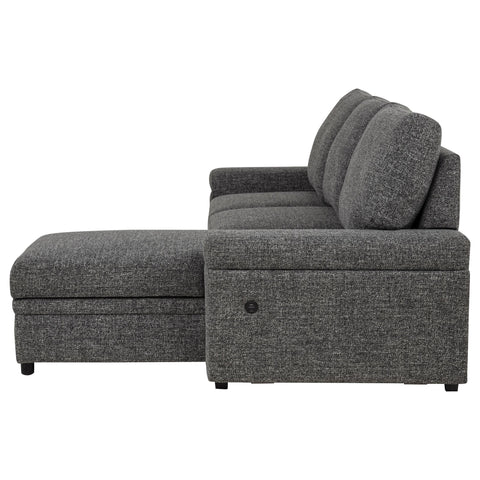 Madden Sleeper Sectional Sofa with Speaker and Storage Chaise Granite