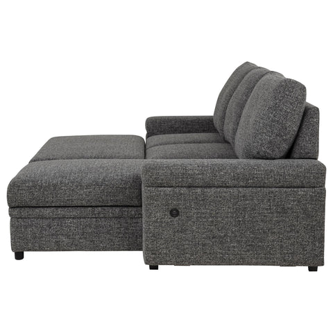 Madden Sleeper Sectional Sofa with Speaker and Storage Chaise Granite