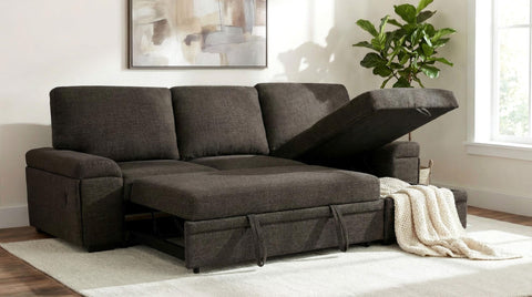 Madden Sleeper Sectional Sofa with Speaker and Storage Chaise Brown