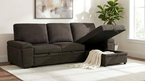 Madden Sleeper Sectional Sofa with Speaker and Storage Chaise Brown