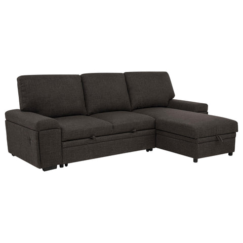Madden Sleeper Sectional Sofa with Speaker and Storage Chaise Brown