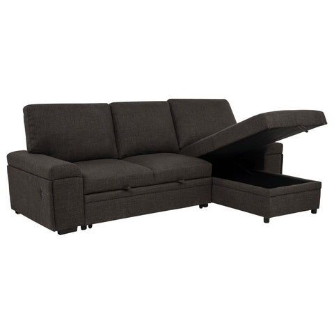 Madden Sleeper Sectional Sofa with Speaker and Storage Chaise Brown