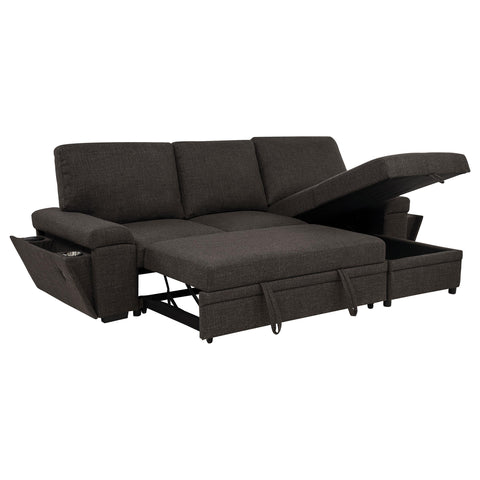 Madden Sleeper Sectional Sofa with Speaker and Storage Chaise Brown