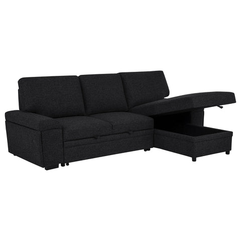 Madden Sleeper Sectional Sofa with Speaker and Storage Chaise Black