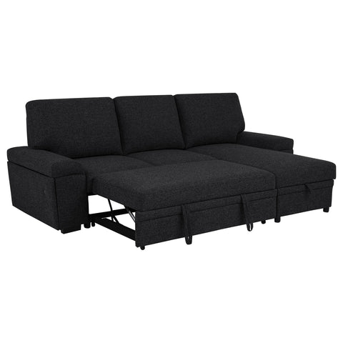 Madden Sleeper Sectional Sofa with Speaker and Storage Chaise Black