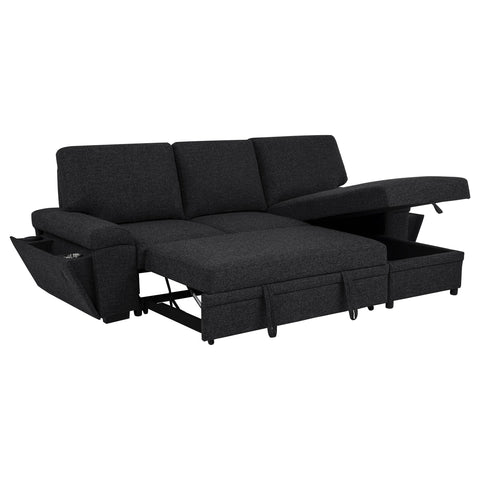 Madden Sleeper Sectional Sofa with Speaker and Storage Chaise Black