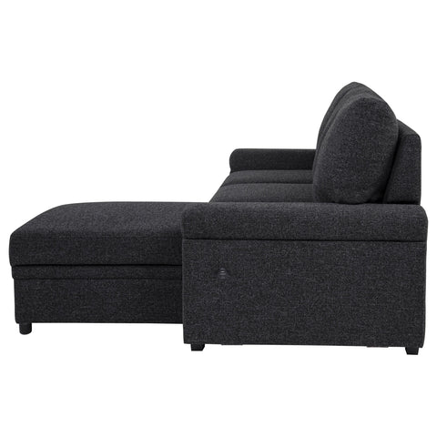 Madden Sleeper Sectional Sofa with Speaker and Storage Chaise Black