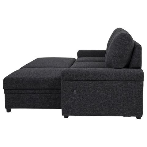 Madden Sleeper Sectional Sofa with Speaker and Storage Chaise Black
