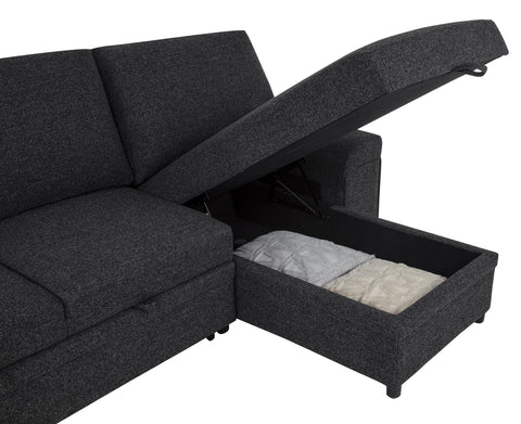 Madden Sleeper Sectional Sofa with Speaker and Storage Chaise Black