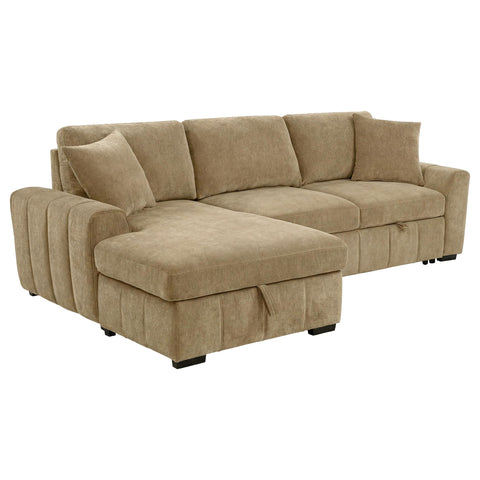 Hagen Upholstered Sleeper Sectional Sofa LAF Chaise Camel
