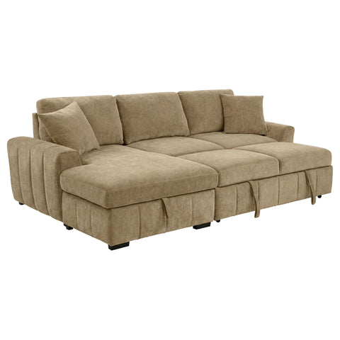 Hagen Upholstered Sleeper Sectional Sofa LAF Chaise Camel
